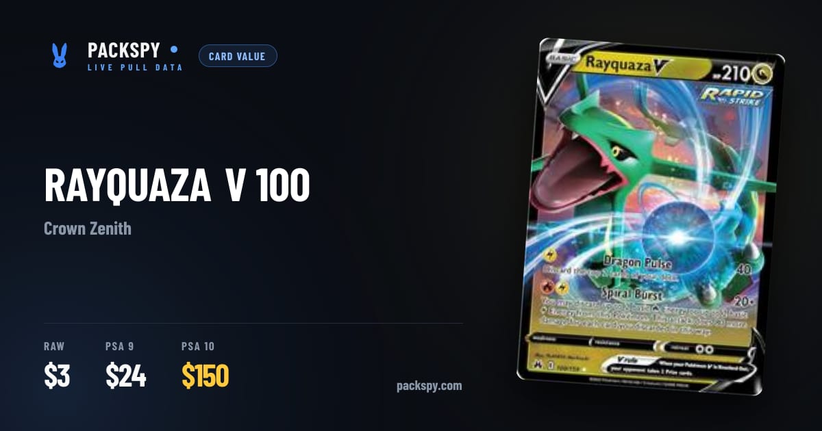 Rayquaza V #100 Value: $2.55 Raw, $150 PSA 10 | PackSpy