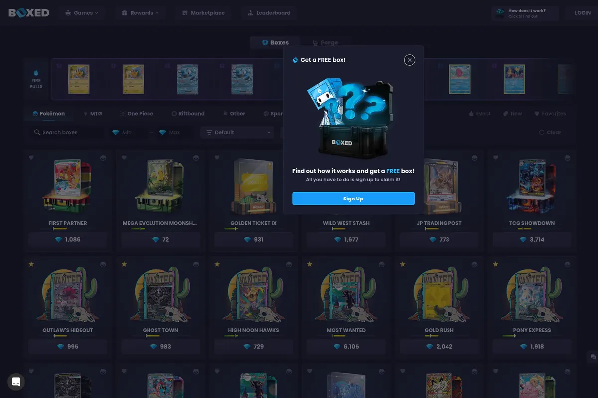 The Boxed.gg boxes page