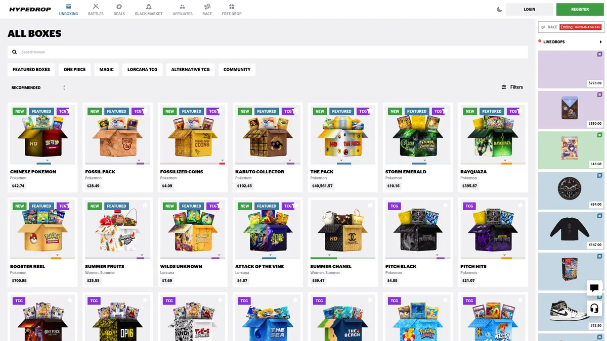 HypeDrop: boxes page