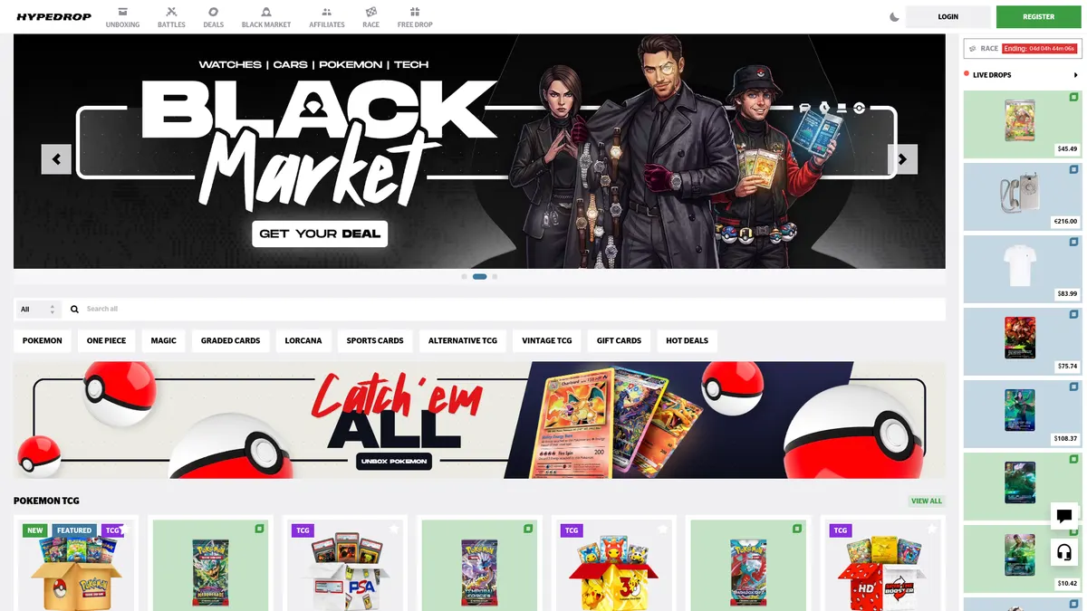 HypeDrop: the homepage