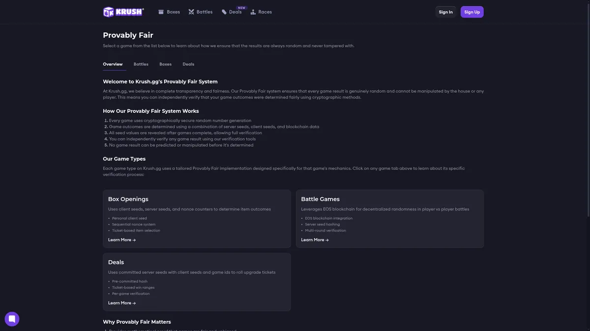 The Krush.gg fairness page