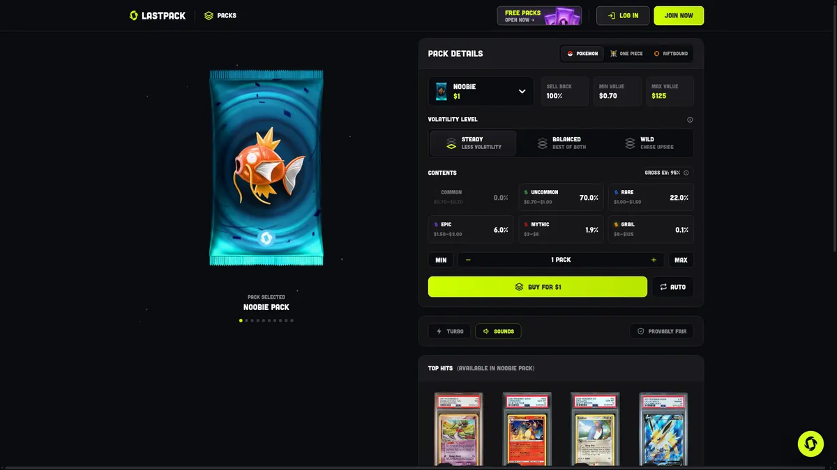 LastPack: packs page