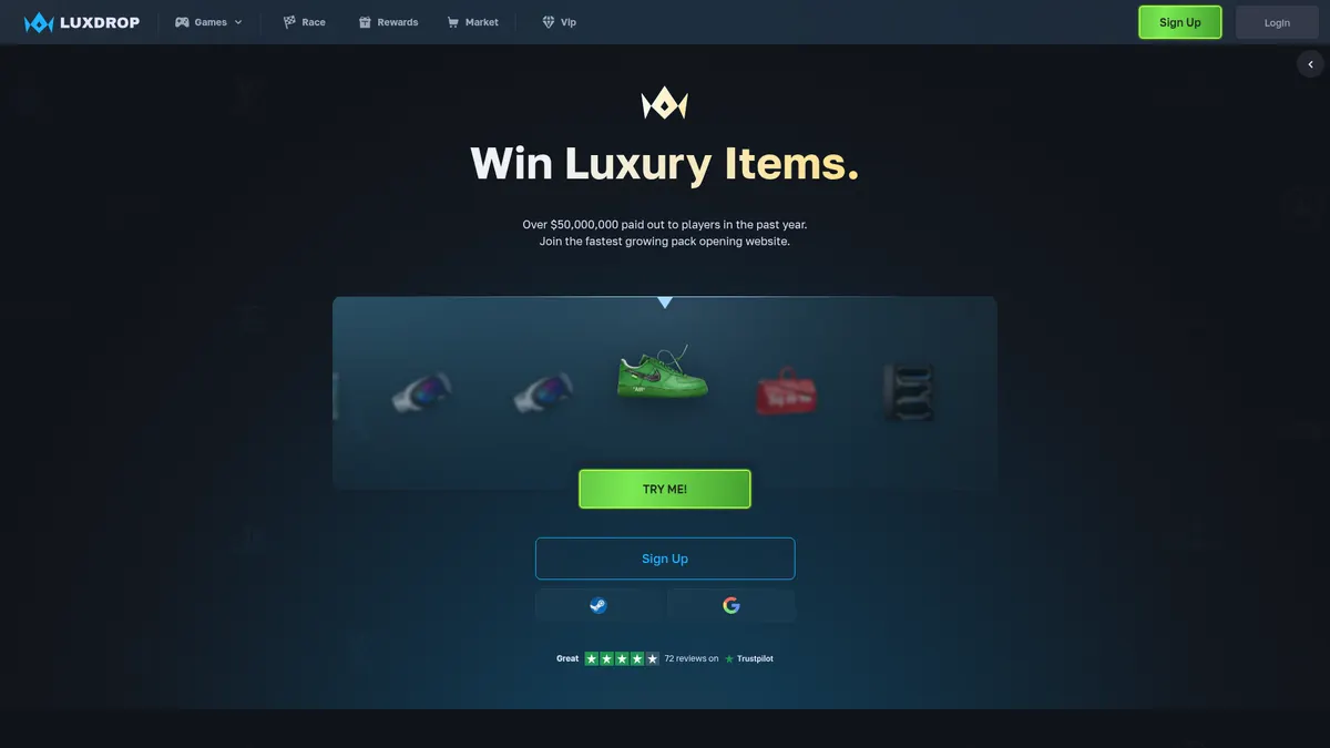 LuxDrop: the homepage