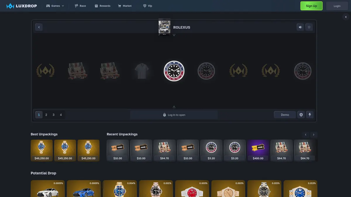 LuxDrop: pack page