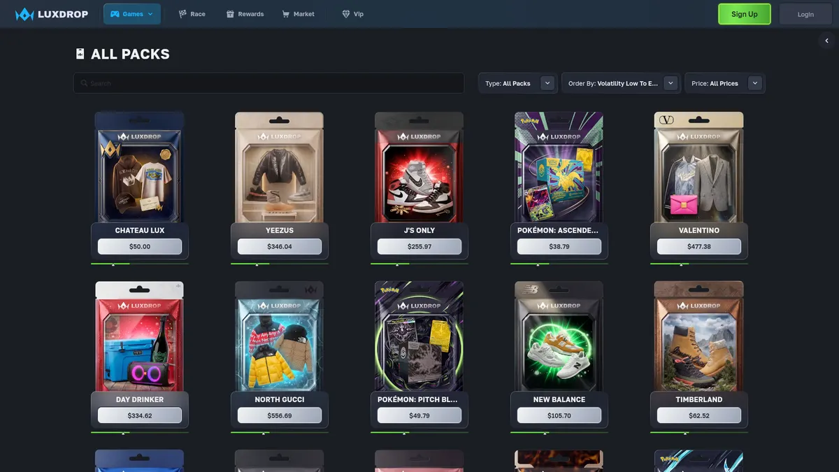 LuxDrop: packs page