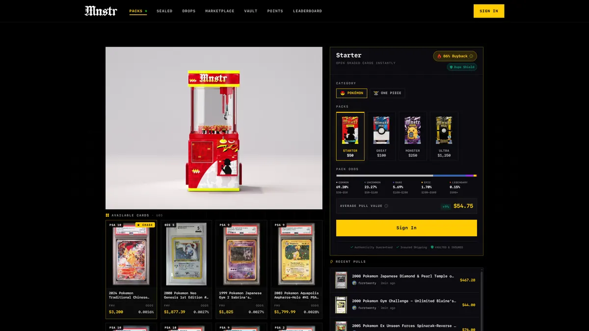 MNSTR: packs page