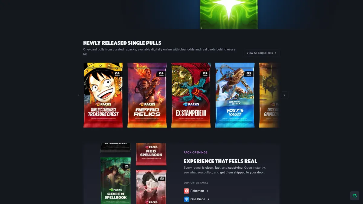 Packs.com: the homepage