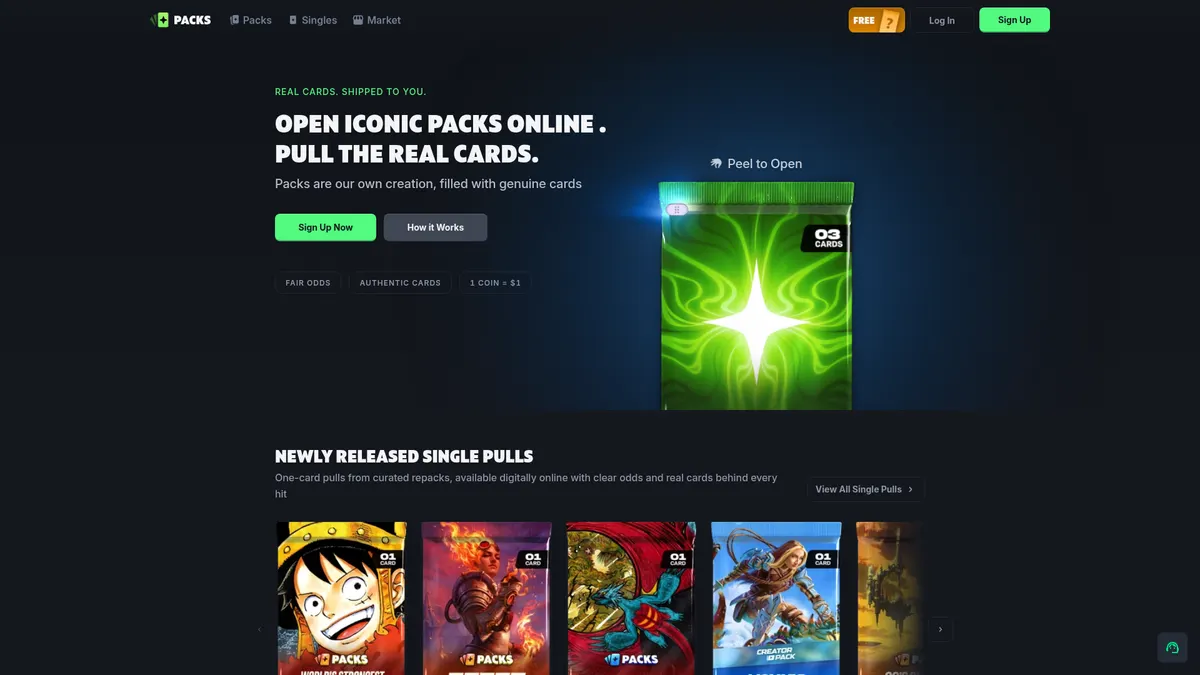 Packs.com: the homepage