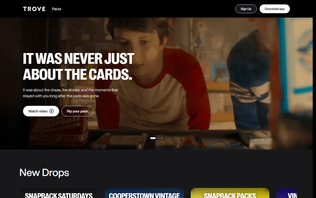 The Trove homepage at trove.xyz