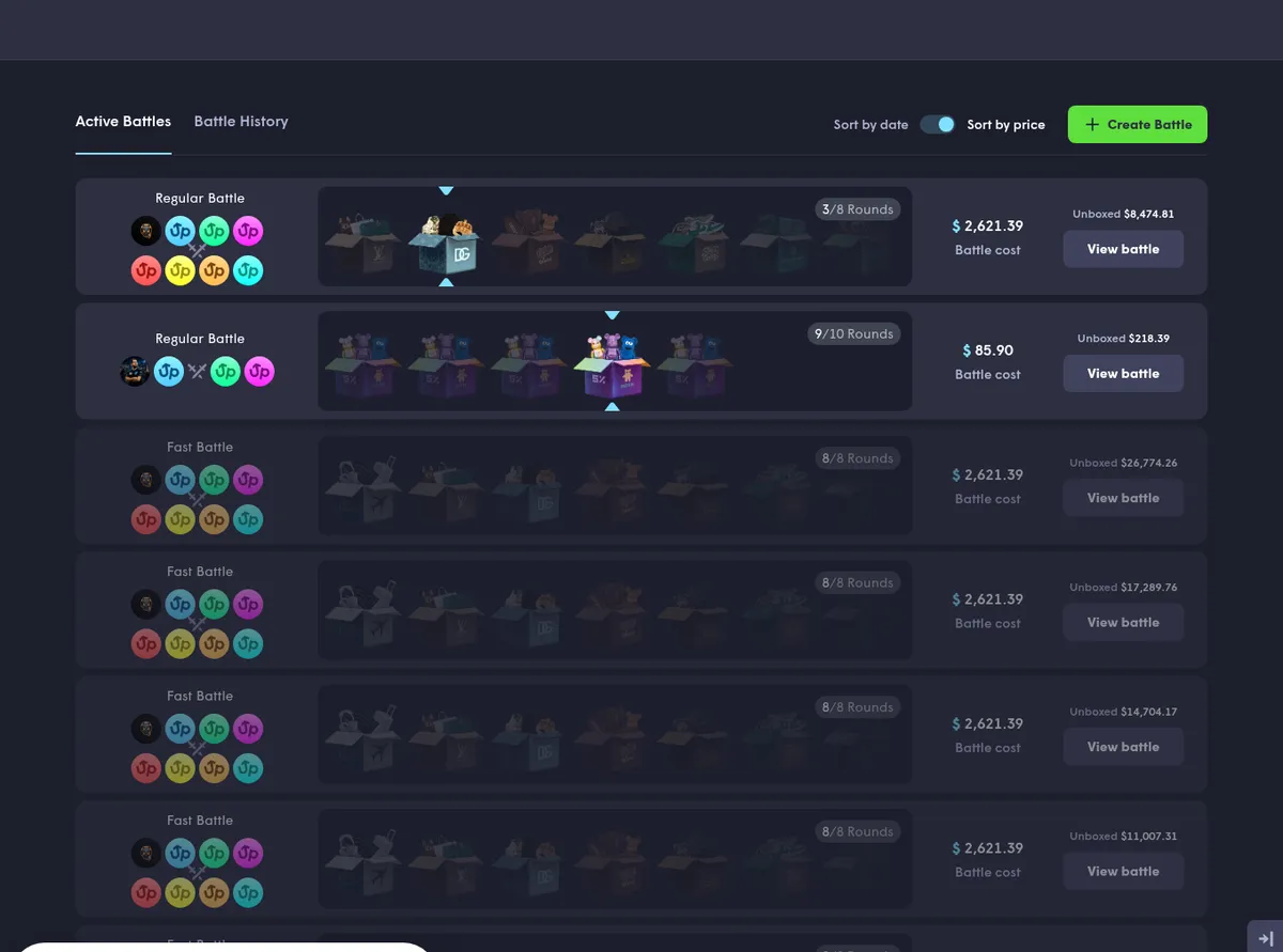 Upgrader.com: case battles in progress